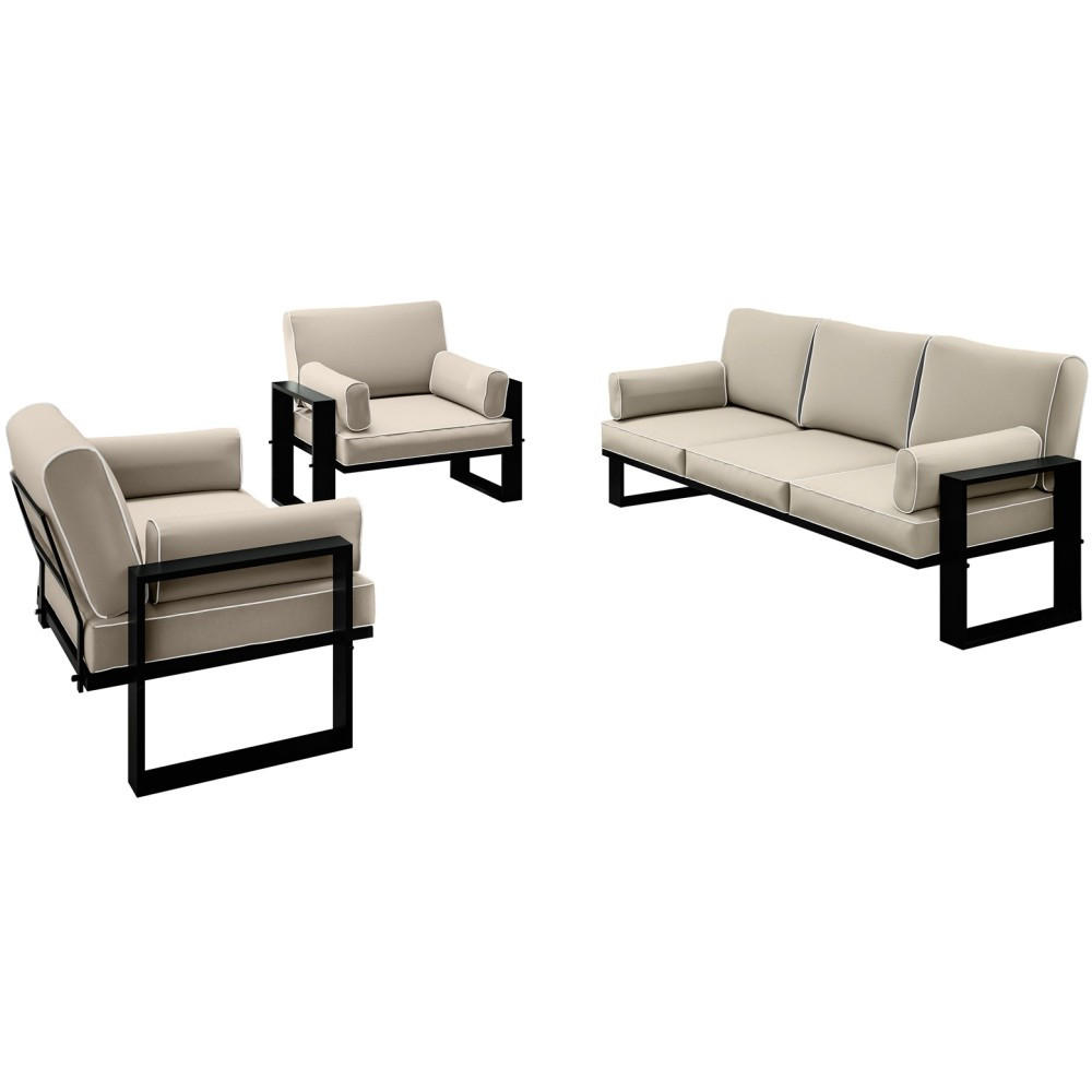 GARTENSET Verdino 3+1+1 mit Metallrahmen grau - Grau, Metall - Beautysofa