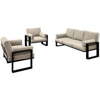 GARTENSET Verdino 3+1+1 mit Metallrahmen grau - Grau, Metall - Beautysofa