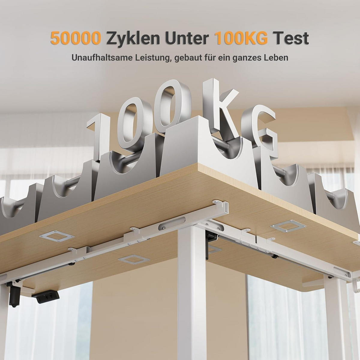 ECKSCHREIBTISCH höhenverstellbar 160x140cm beige mit Dual-Motor - Beige, Holzwerkstoff (160/140/118cm)