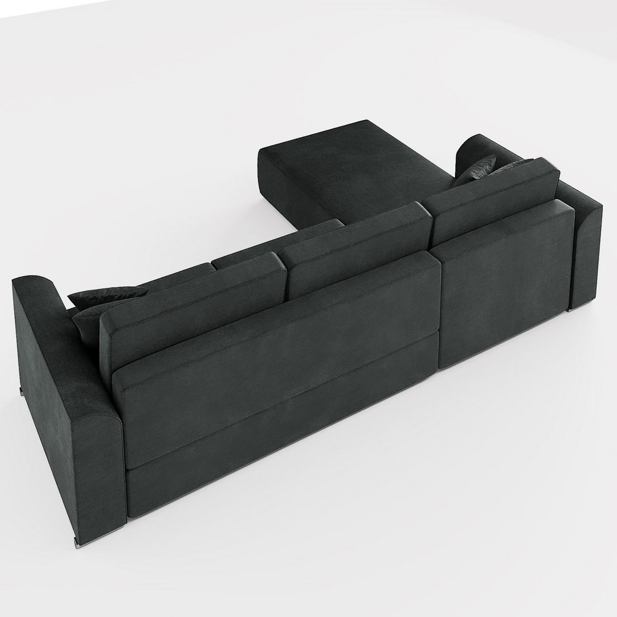 ECKSOFA LUMO L Links Hellgrau Velours-Stoff mit Schlaffunktion und Bettkasten - Hellgrau, Textil (293/195cm) - Barchello