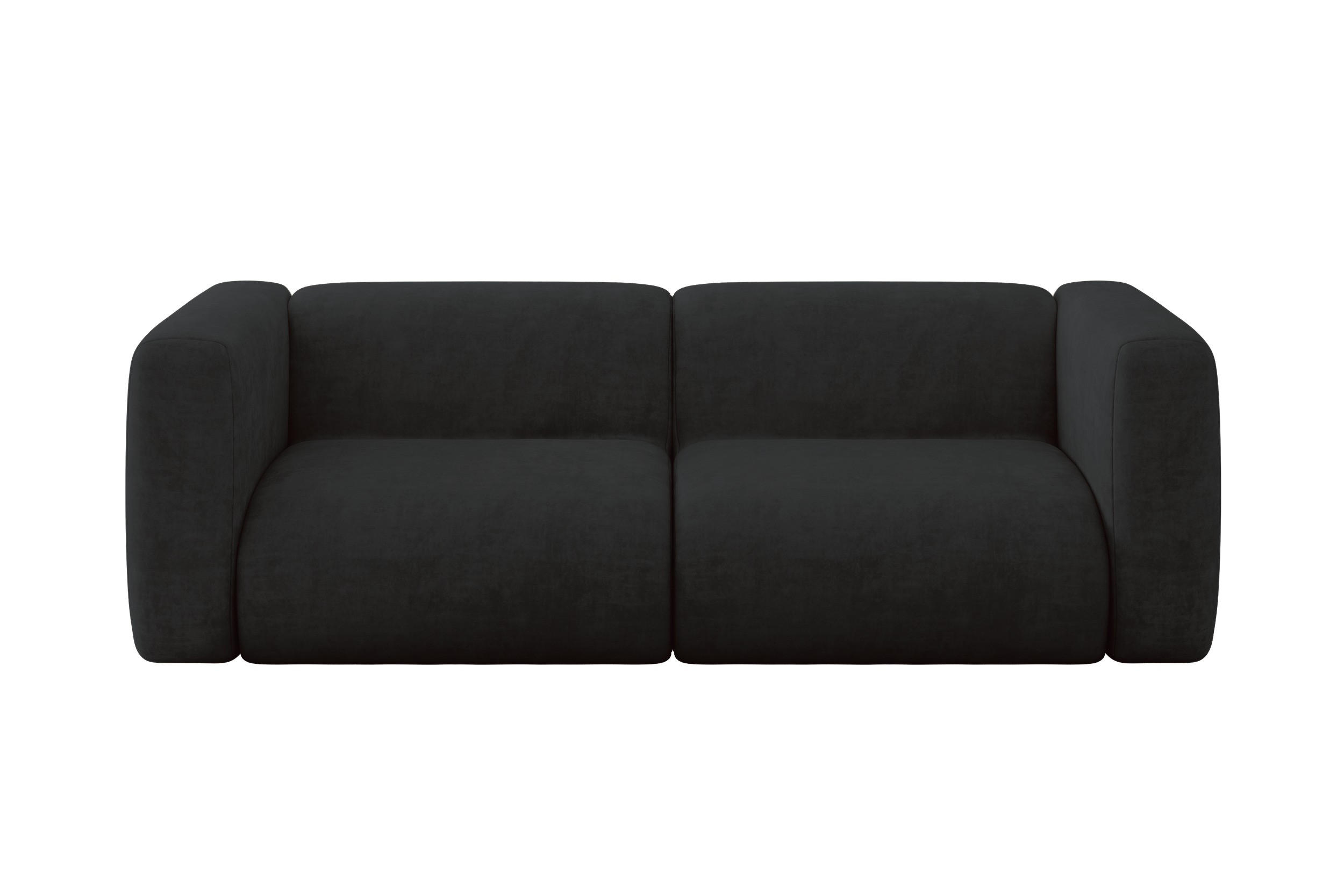 MODULARES Sofa 2-SITZER MIRA-S1 228x89x70 Schwarz cm Velours - Anthrazit/Schwarz, Holzwerkstoff/Kunststoff (228/70/89cm) - ALTDECOR