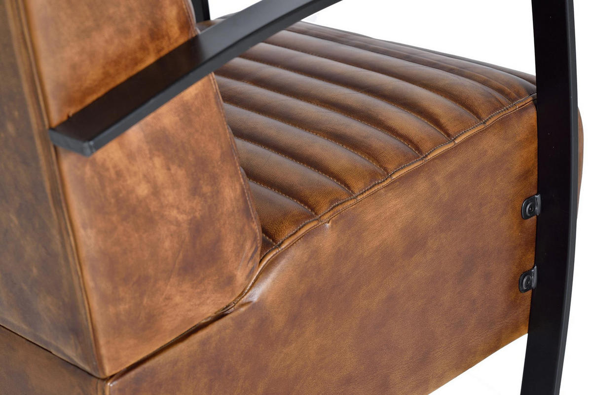 SESSEL aus Leder und Holz - Braun, Fell (75/82/82cm) - Giner y Colomer