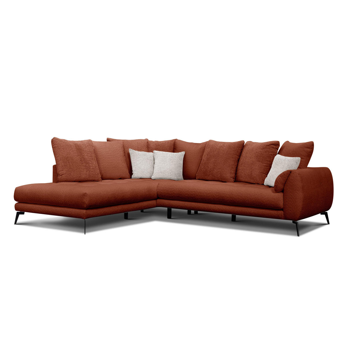 ECKSOFA CALME 5-Sitzer, dunkelorange - Dunkelorange, Holz/Textil (294/229cm) - Courtois Laville