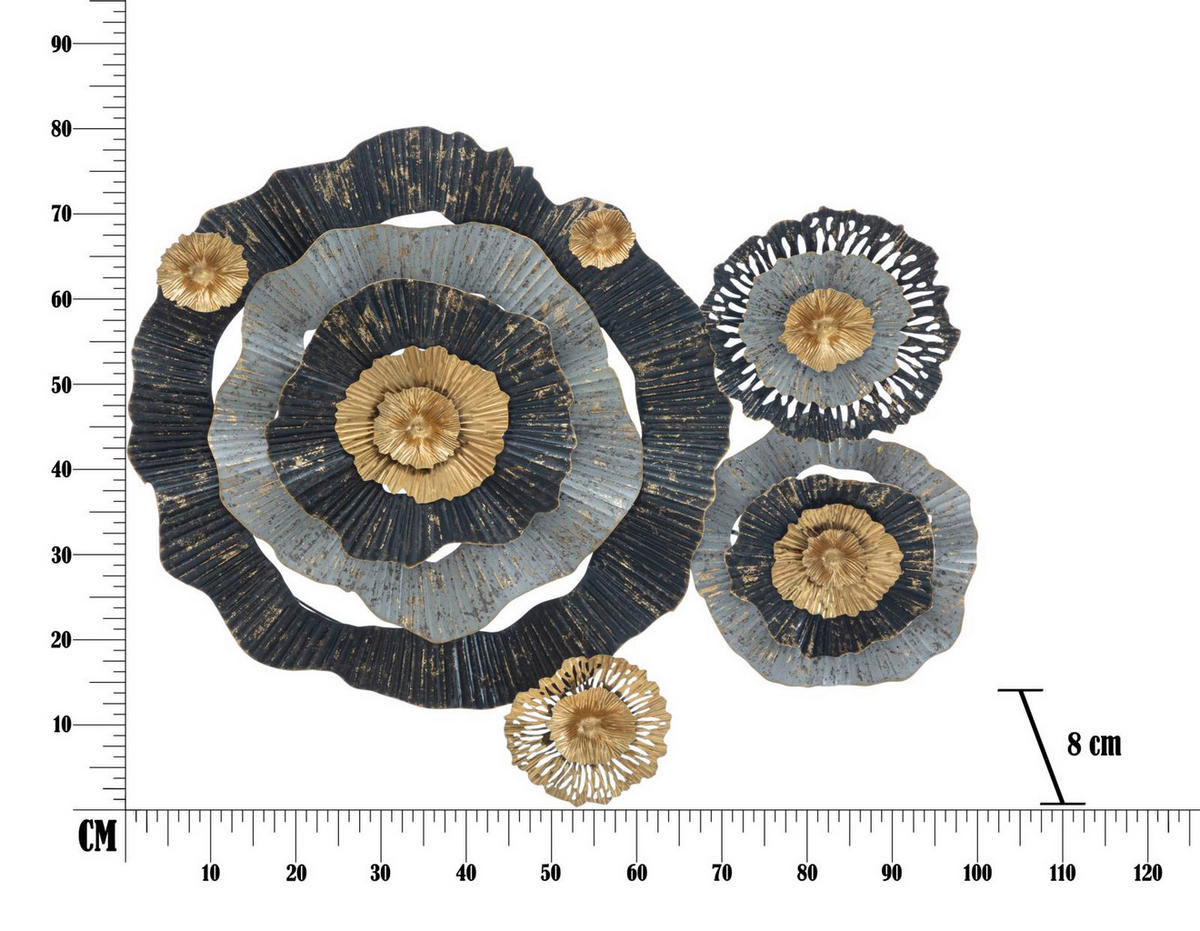 WANDDEKORATION Otos, mehrfarbig, Eisen, 100 x 80 cm - Multicolor, Metall (100/80/8cm) - Mauro Ferretti