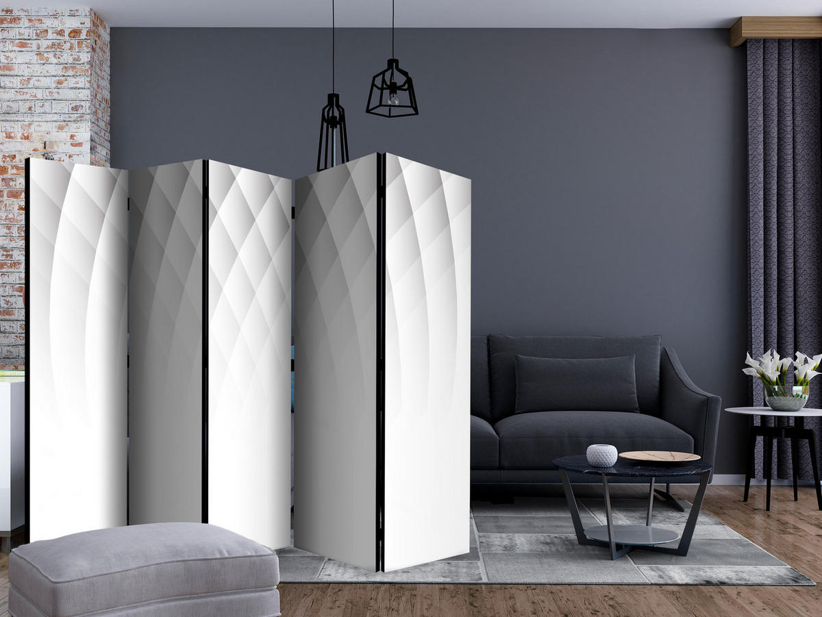 PARAVÁN Obojstranný 5-Dielny 225x172 cm Svetelná Štruktúra - biela, drevo/textil (225/172/3cm) - Muralo
