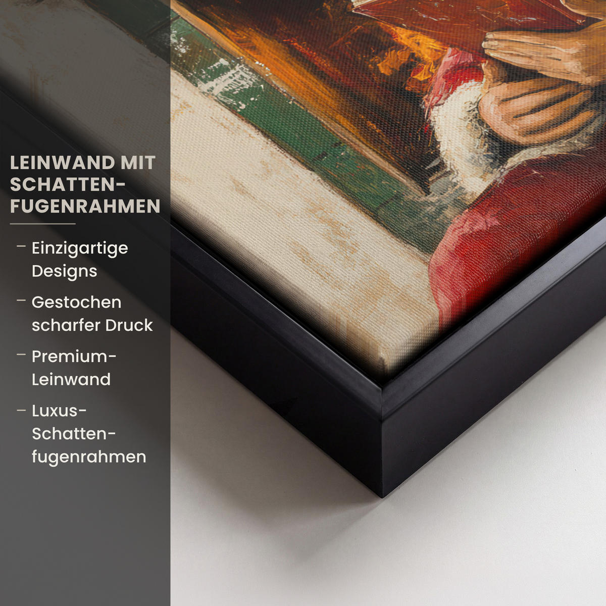 LEINWAND Bilder mit Rahmen - Weihnachten - Weihnachtsmann - Winter - Open Fireside - 30x20 - Dunkelrot, Textil (30/20cm) - MuchoWow