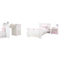 KINDERZIMMER Set 3-tlg Schreibtisch Nachttisch Bett 90 x 200 cm - Multicolor/Altrosa, Holz/Holzwerkstoff (160/79/200cm) - Parisot Meuble
