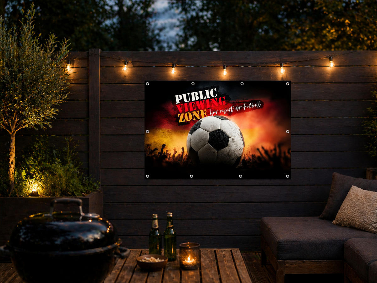 GARTEN-POSTER 120x80 cm Outdoor Deko Fußball WM - Goldfarben, Kunststoff (120/80/2cm)