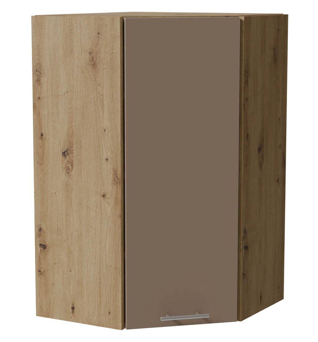 ECKHÄNGESCHRANK Brerra RAL 1019 graubeige Matt / Eiche Artisan Matt 60 / 60 / 96cm - Graubraun/Eiche Artisan, Holz/Holzwerkstoff (60/96/60cm) - Feldmann-Wohnen
