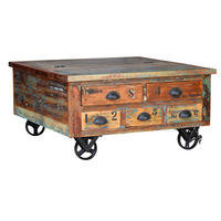 COUCHTISCH aus recyceltem Holz - Chromfarben, Holz (90/90/40cm) - Giner y Colomer