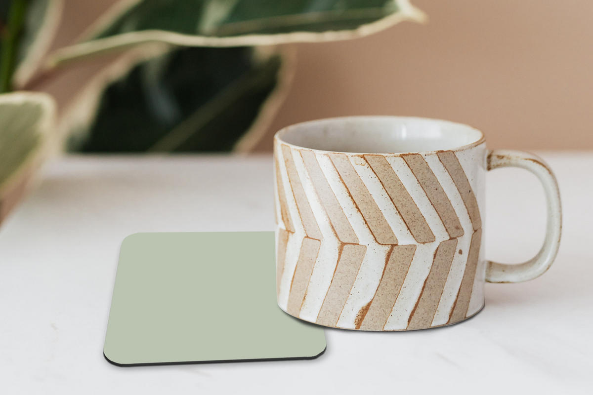 GLASUNTERSETZER 6er-Set Mintgrün - Unifarben 10x10 cm - Salbeigrün, Naturmaterialien (10/0.2cm) - MuchoWow
