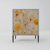 SIDEBOARD MORNING GLADE, Grau, 57,5x42x72,5 cm, Schwarze Metallfüße - Multicolor/Schwarz, Holzwerkstoff/Metall (57.5/72.5/42cm) - SpaceRebels