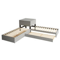 POLSTERBETT 90/200 cm DE-02874, mit Ausziehbett und Stauraum, in Grau - Grau, Holz (90/200cm) - ComfortXL