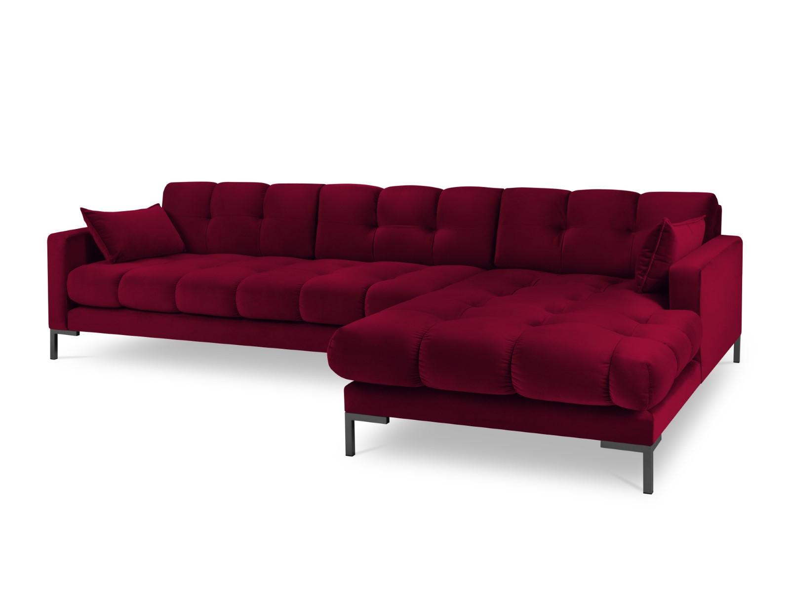 ECKSOFA rechts Mamaia aus Samt rot 5 Sitzplätze - Rot, Textil (185/293cm) - Micadoni