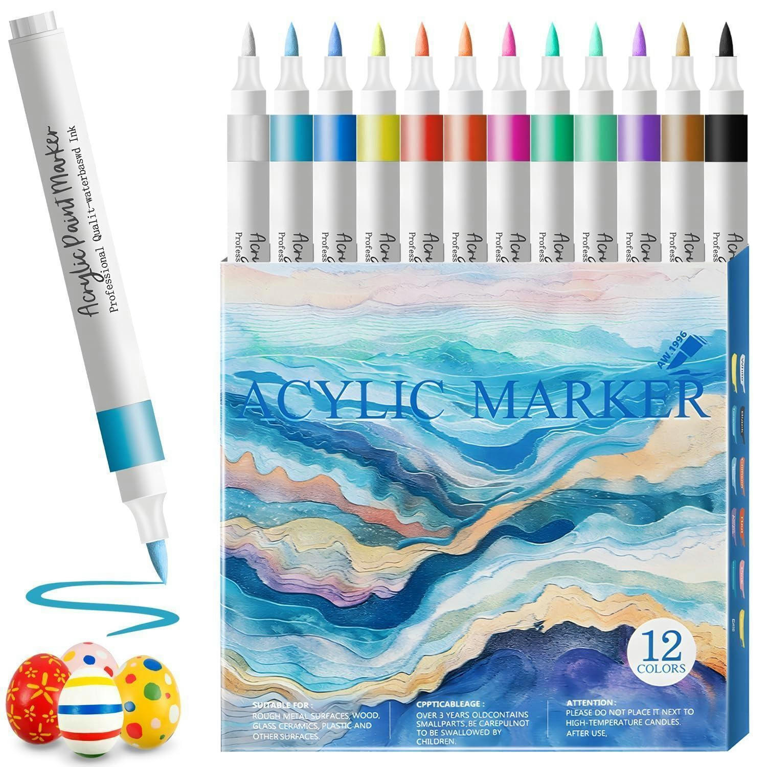 ACRYLMARKER 12er Set mit Pinselspitze - Multicolor, Kunststoff (1/1/13.5cm)