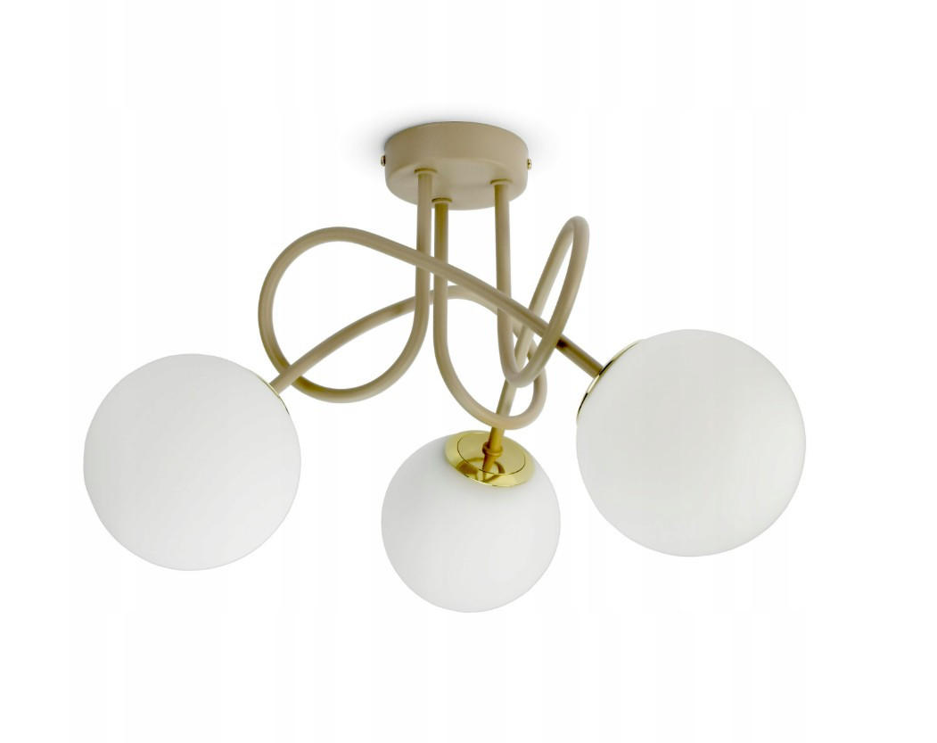 PENDELLEUCHTE ECRU II - Beige/Goldfarben, Glas/Metall (40/40/30cm) - kiki design
