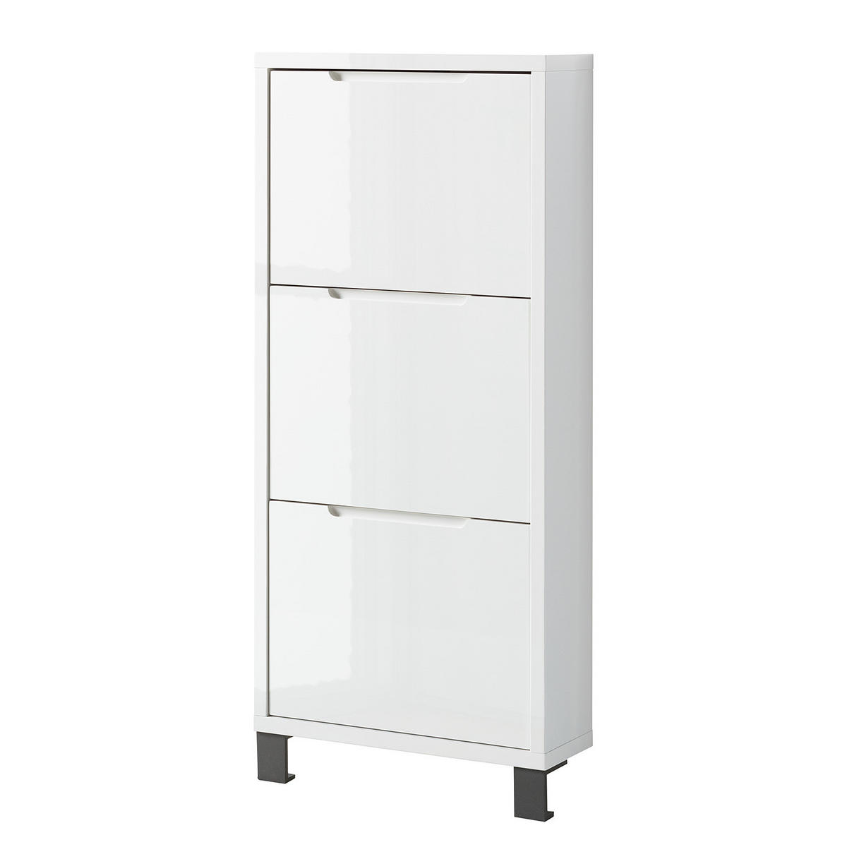 SCHUHKIPPER - Weiß Hochglanz/Grau, Holzwerkstoff (53/118/17cm) - home24