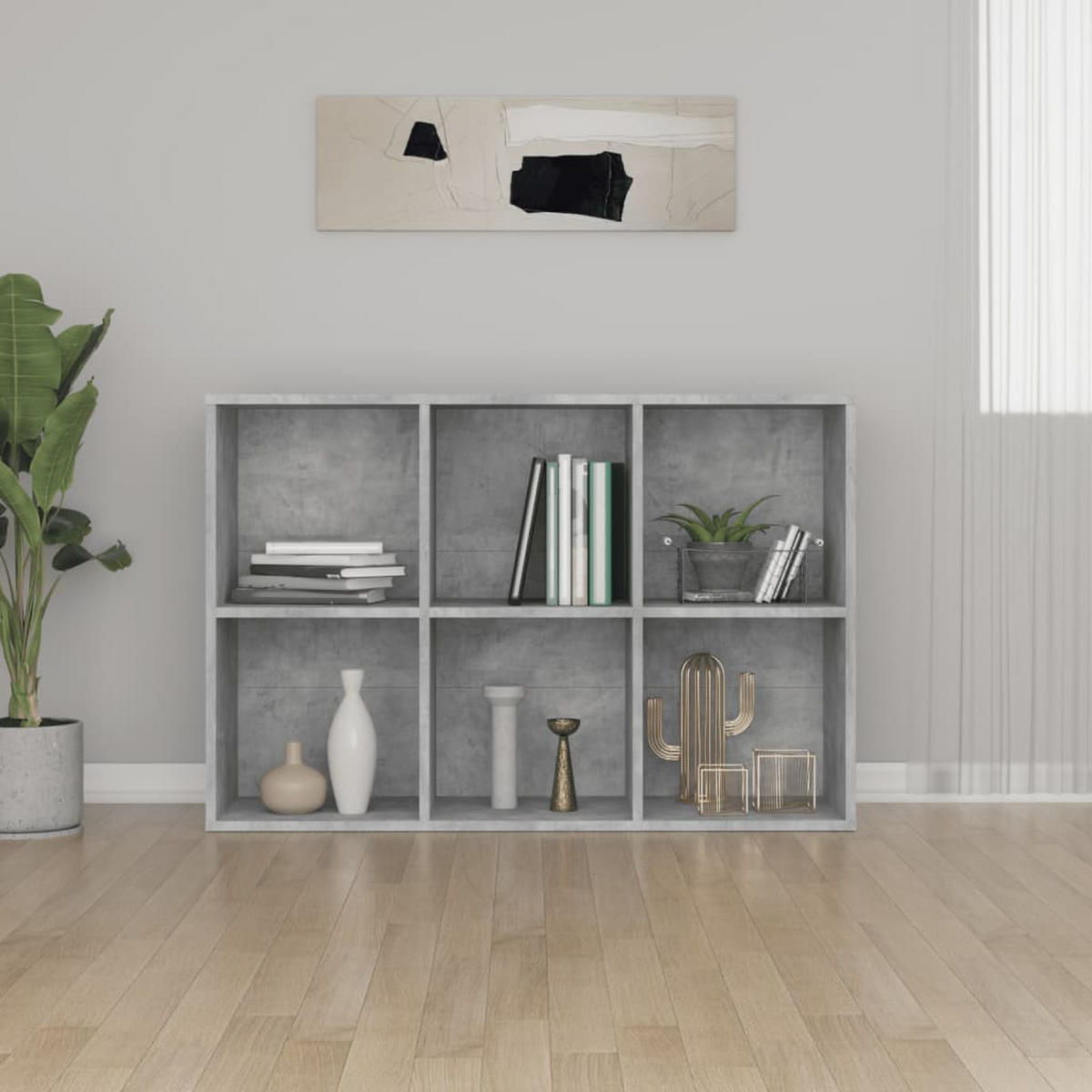 SIDEBOARD mit 6 Fächern 66/30/98 cm aus Holzwerkstoff Betongrau - Hellgrau, Holz (66/98/30cm) - vidaXL
