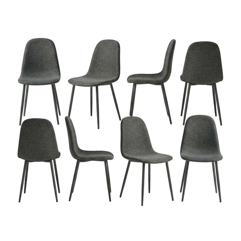 ESSZIMMERSTÜHLE 8er Set Webstoffbezug Grau - Grau, Metall (40.5/85/41.5cm) - Meubles Cosy