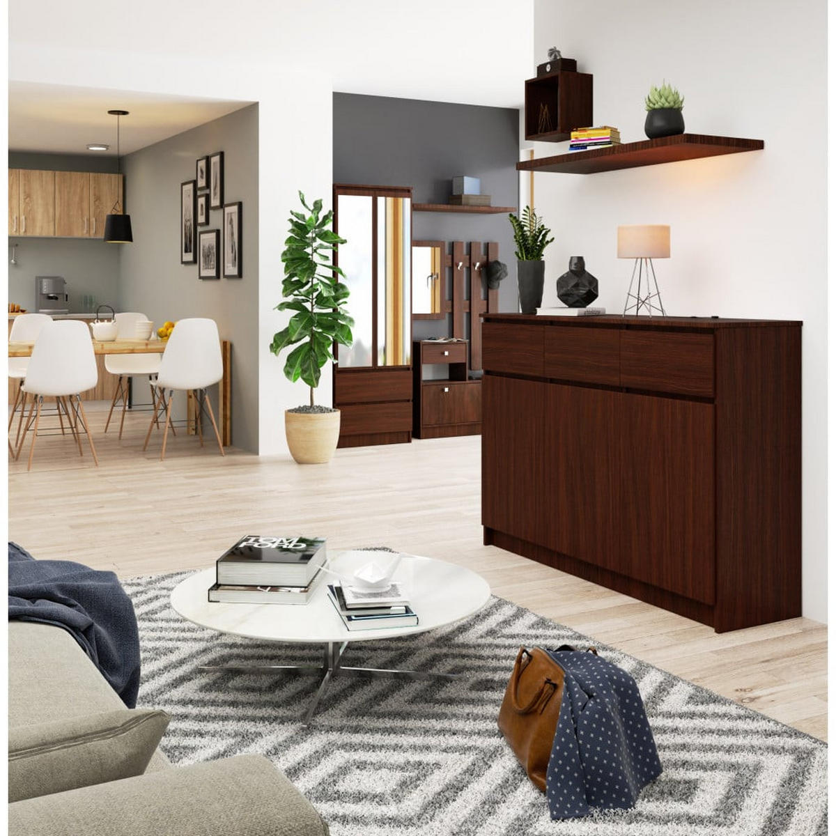 KOMMODE Dunkelbraun 99/138/40 - Dunkelbraun, Holzwerkstoff (138/99/40cm) - RAUMHIRSCH FURNITURE