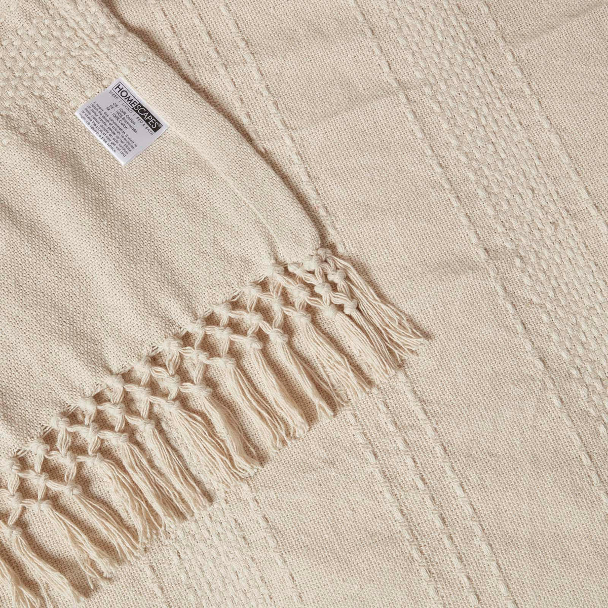 WOHNDECKE Kashi 150/200 cm, Baumwolle mit Fransen - Creme, Textil (150/200cm) - Homescapes