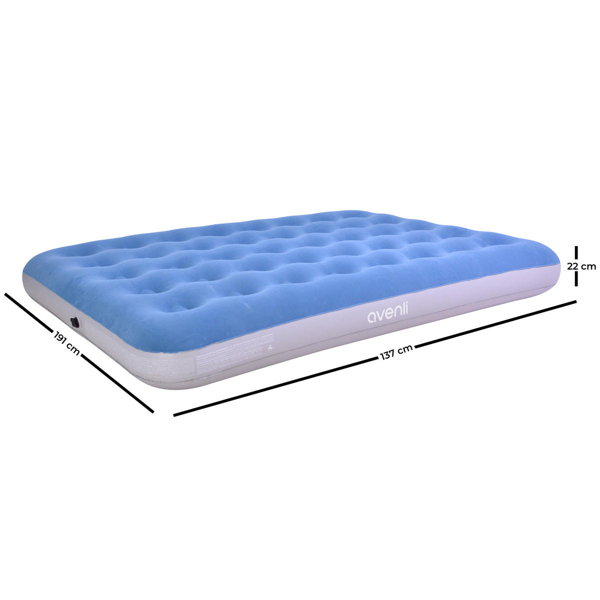 LUFTBETT Luftmatratze Camping 2 Personen 191x137x22cm blau aufblasbar ohne Pumpe - Blau, Kunststoff (137/191cm) - Avenli