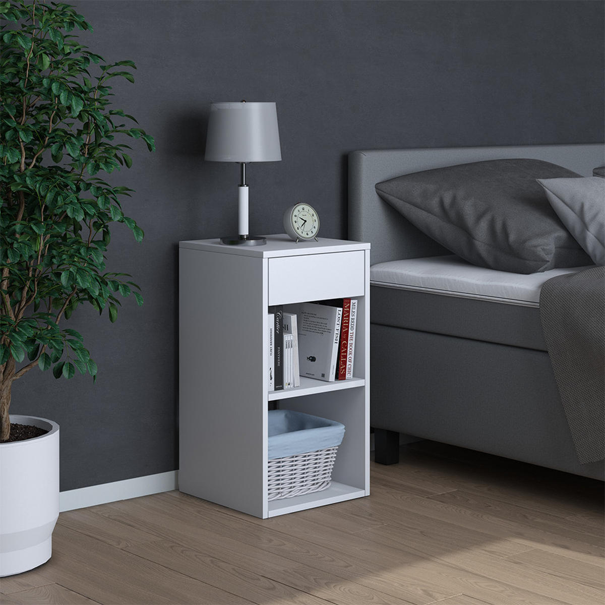 NACHTTISCH Dany Weiß 35 x 65 cm - Weiß, Holzwerkstoff (35/65/35cm) - Vicco