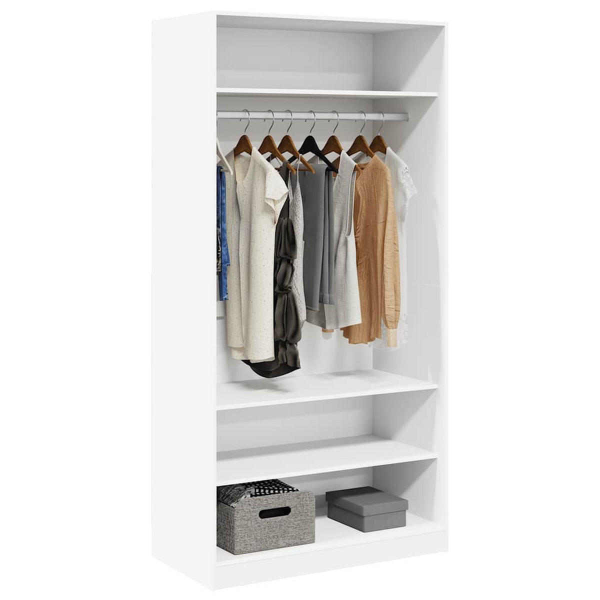 KLEIDERSCHRANK mit 3 Fächern 100/50/200 cm aus Holzwerkstoff Weiß - Weiß, Holz/Metall (100/200/50cm) - vidaXL