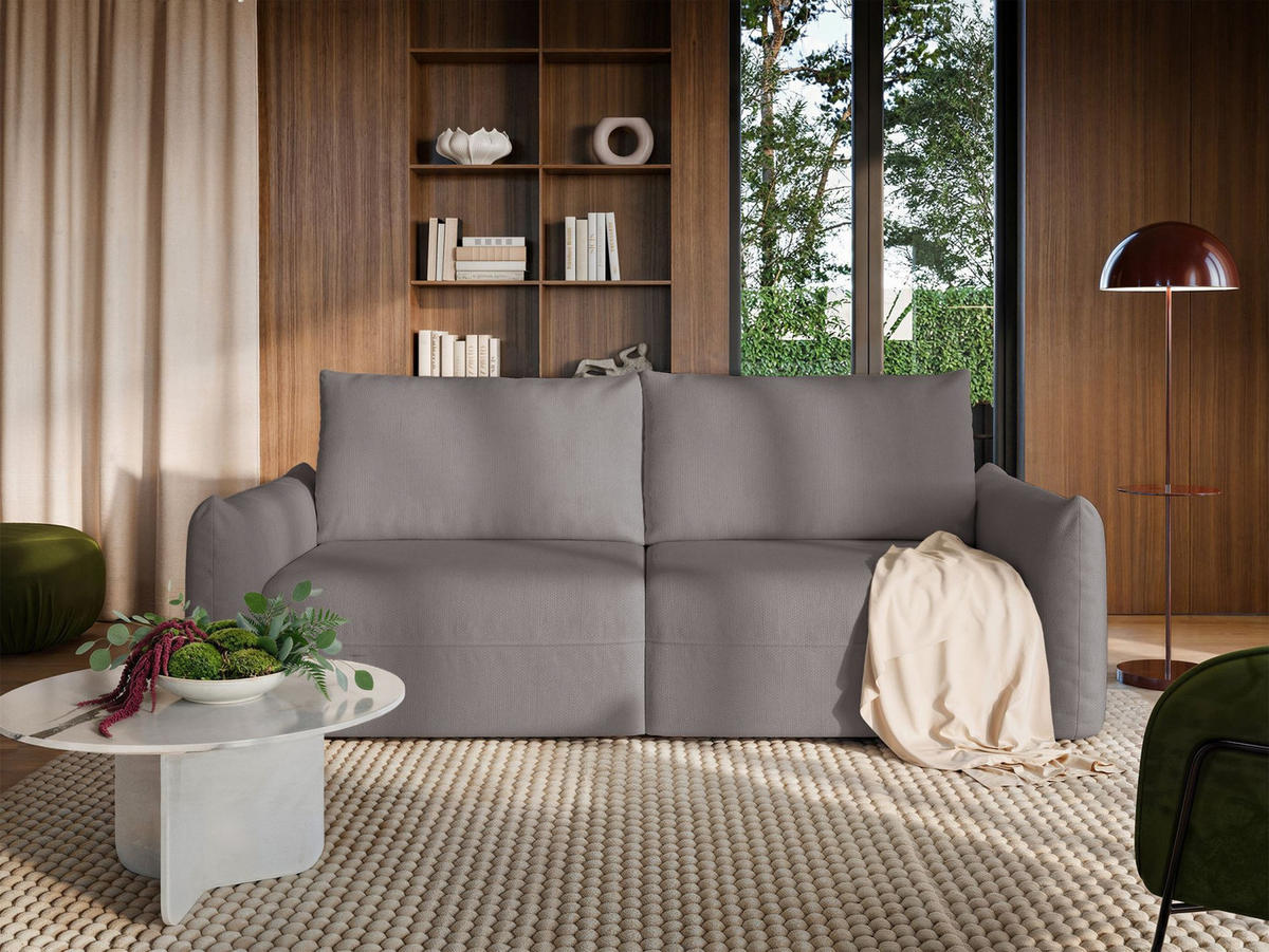 SCHLAFSOFA Theolla Greige - Taupe/Schwarz, Textil/Metall (248/97/111cm) - Selsey