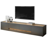 TV-LOWBOARD grau matt, Eiche Wotan 223 cm, TV Unterteil mit viel Stauraum - Eiche Wotan/Schwarz, Holzwerkstoff/Kunststoff (223/40/45cm) - Furn.Design