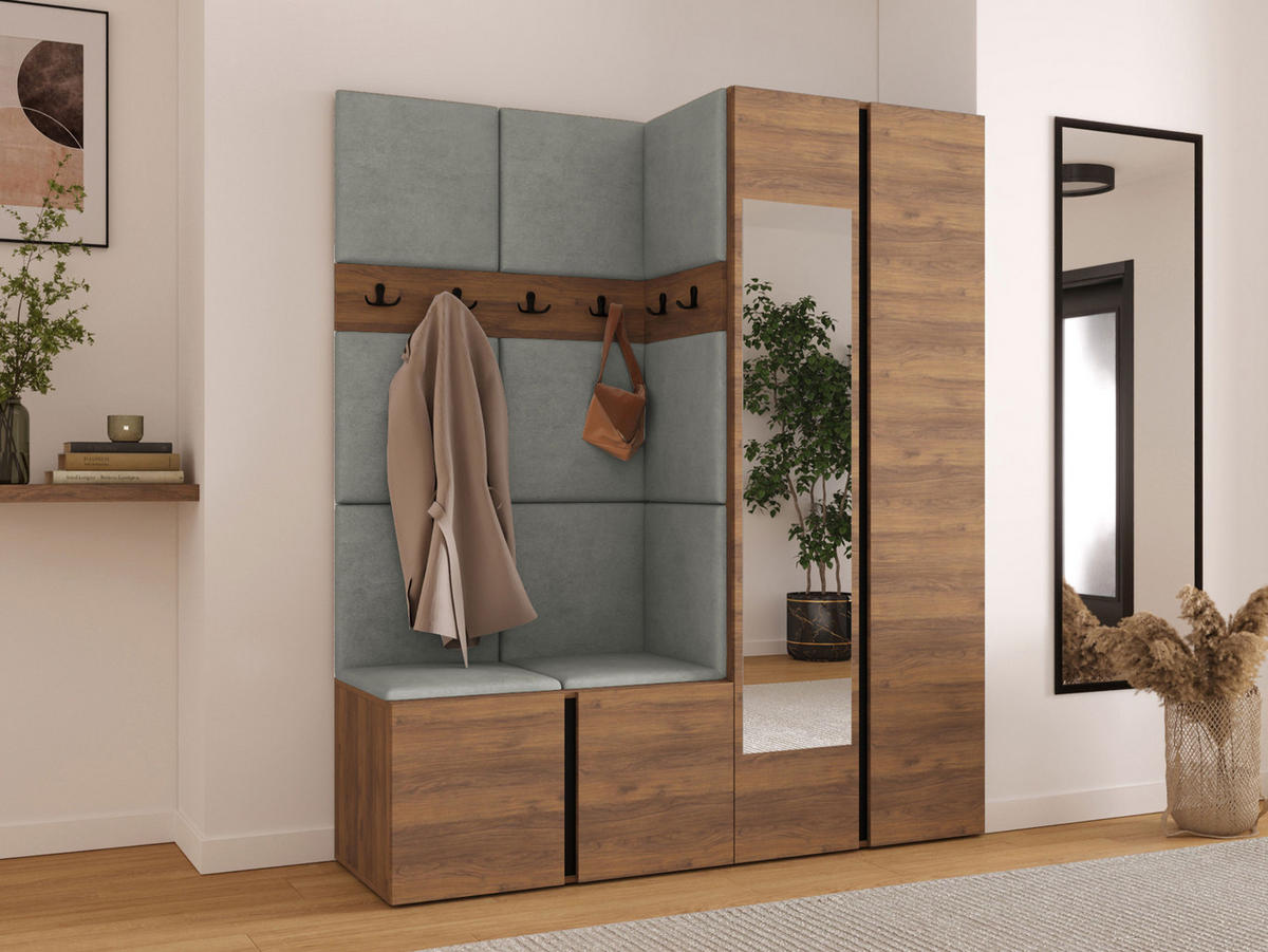 MOBILIER PENTRU HOL Orion XII - culoare lemn de nuc/gri, material plastic/compozit lemnos (158/186/46cm) - MIRJAN24