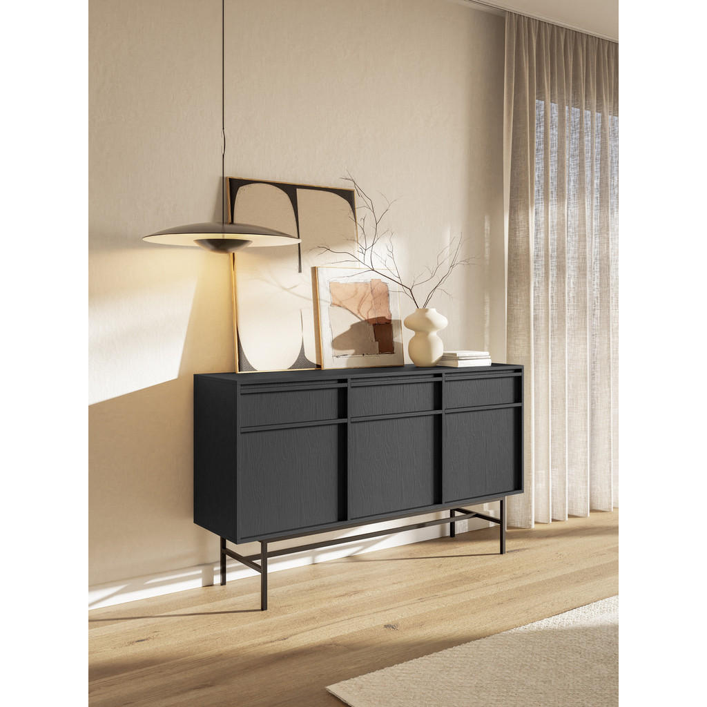 Thumbnail - Selsey Sideboard, Anthrazit, Holzwerkstoff, 3 Schubladen, eckig, 154x89x39 cm, Wohnzimmer, Kommoden & Sideboards, Sidebo...