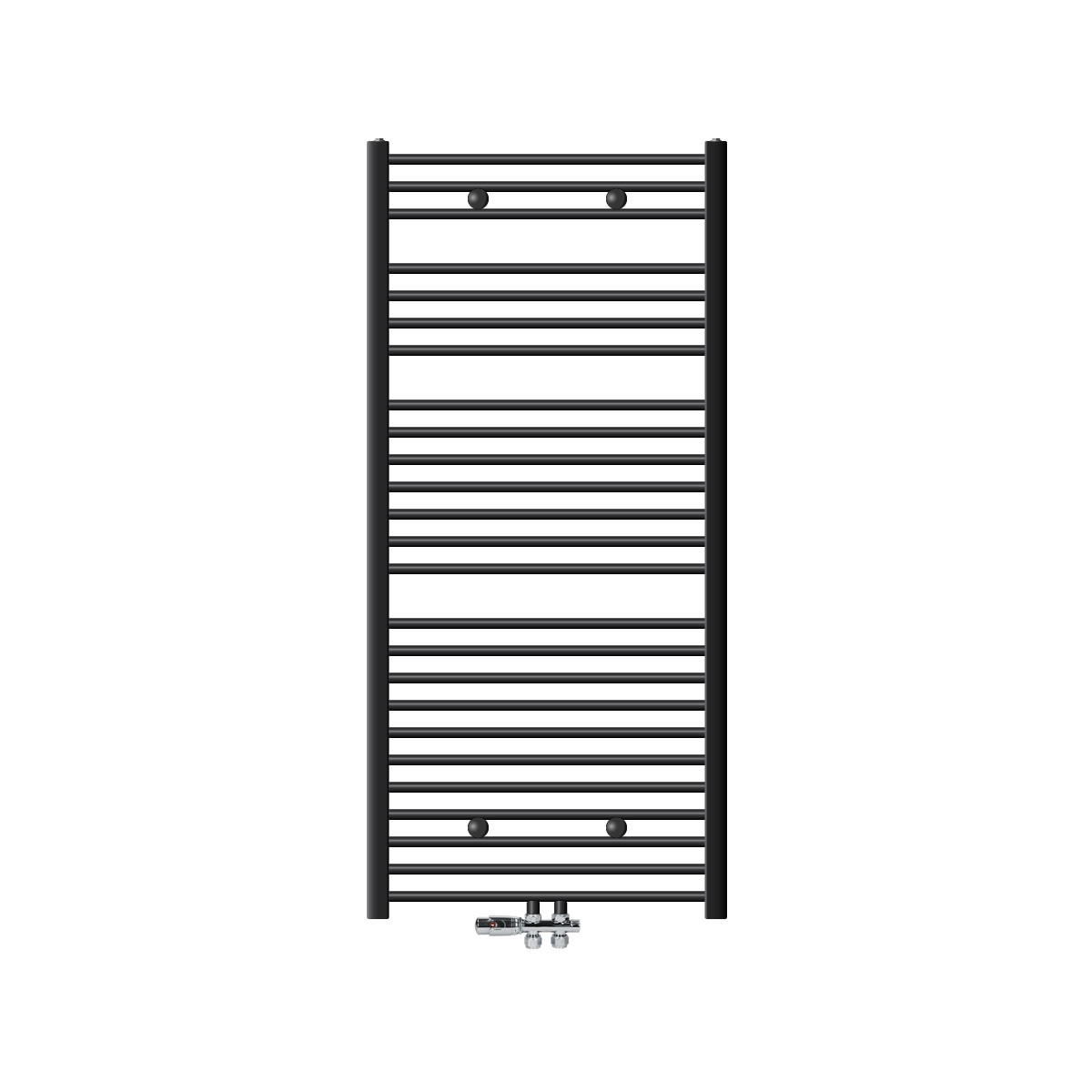 BADHEIZKÖRPER Sahara 750x1500 mm Anthrazit gebogen mit Ventil Durchgang - Anthrazit, Metall (75/150/3cm) - LuxeBath