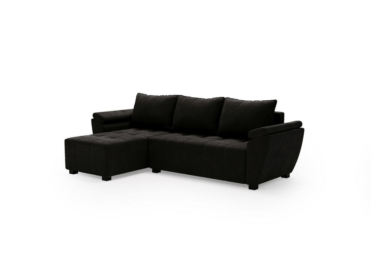 ECKSOFA ZEUS L Monolith 97 Links mit Schlaffunktion - Schwarz, Textil (251/140cm) - Bedante