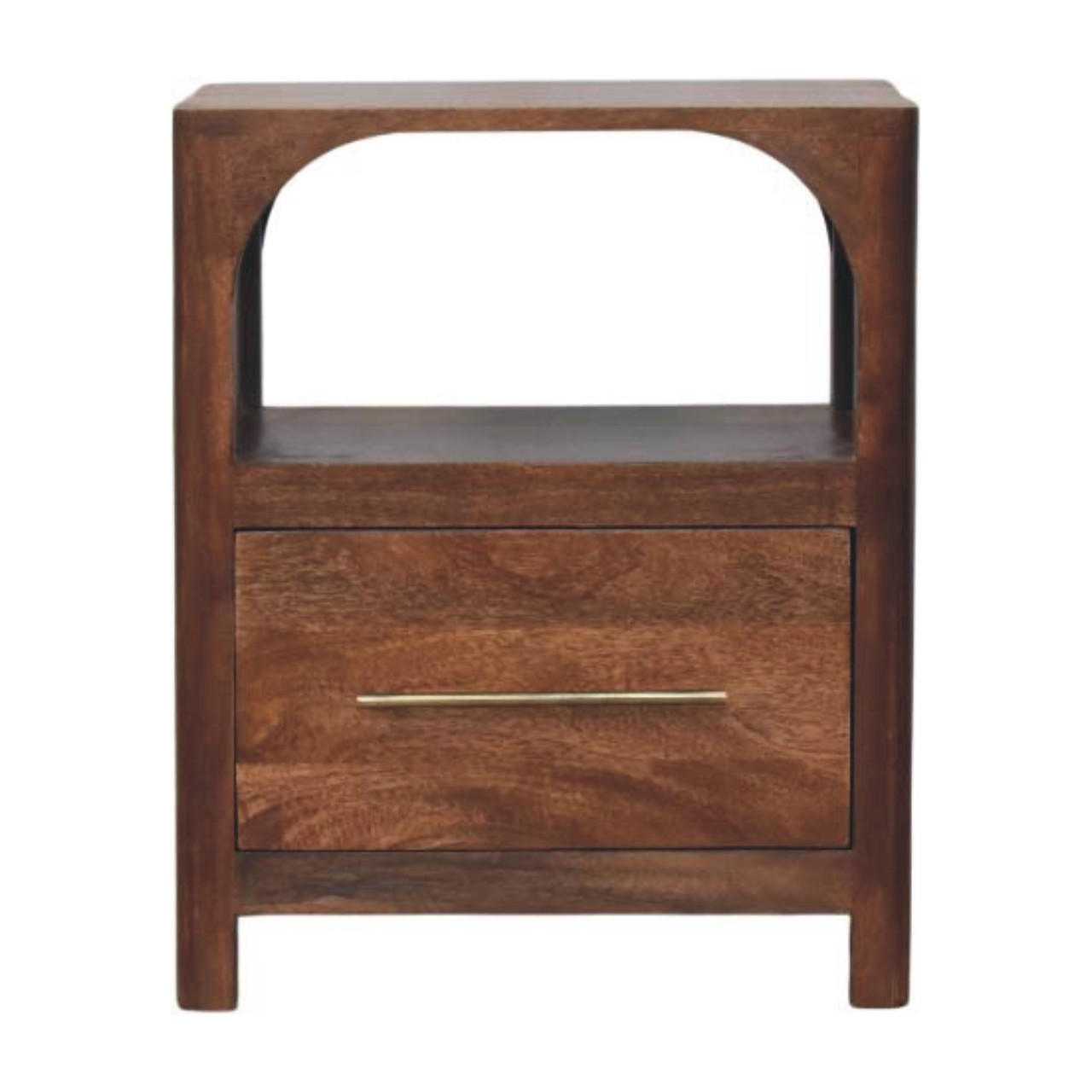 NACHTTISCH mit Roasted-Almond-Finish, 1 Schublade, 1 offene Ablage, sanftes Braun. - Goldfarben/Braun, Holz/Metall (45/55/35cm) - Artisan Furniture