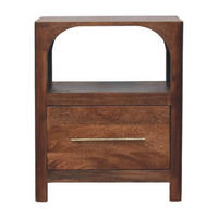 NACHTTISCH mit Roasted-Almond-Finish, 1 Schublade, 1 offene Ablage, sanftes Braun. - Goldfarben/Braun, Holz/Metall (45/55/35cm) - Artisan Furniture