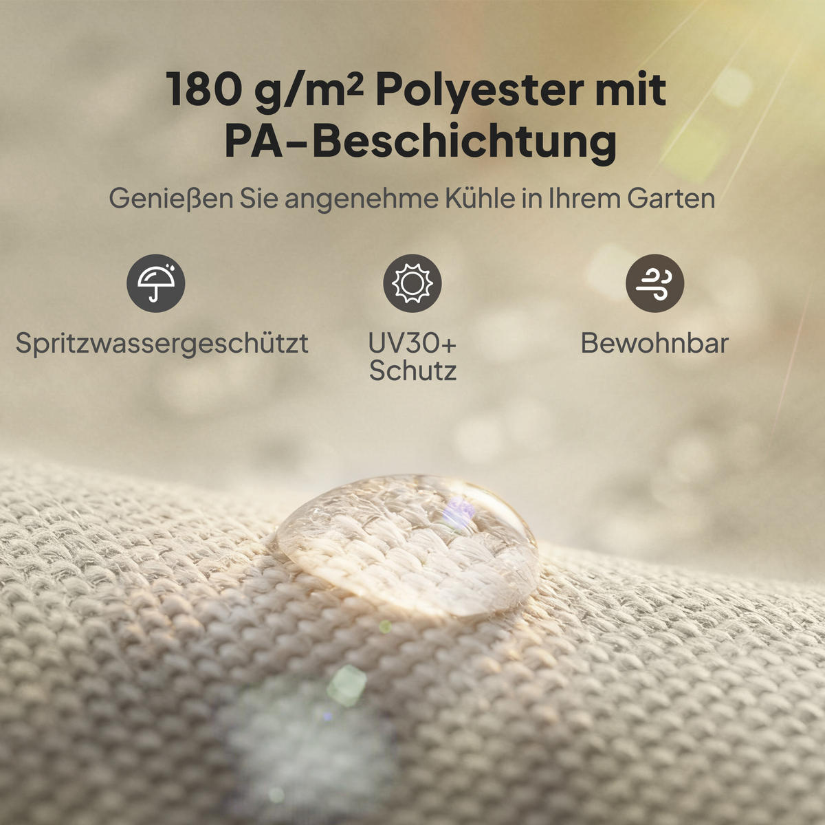 ERSATZDACH aus Polyester Cremeweiß 3/3 m - Creme, Textil (122/1/488cm) - Outsunny