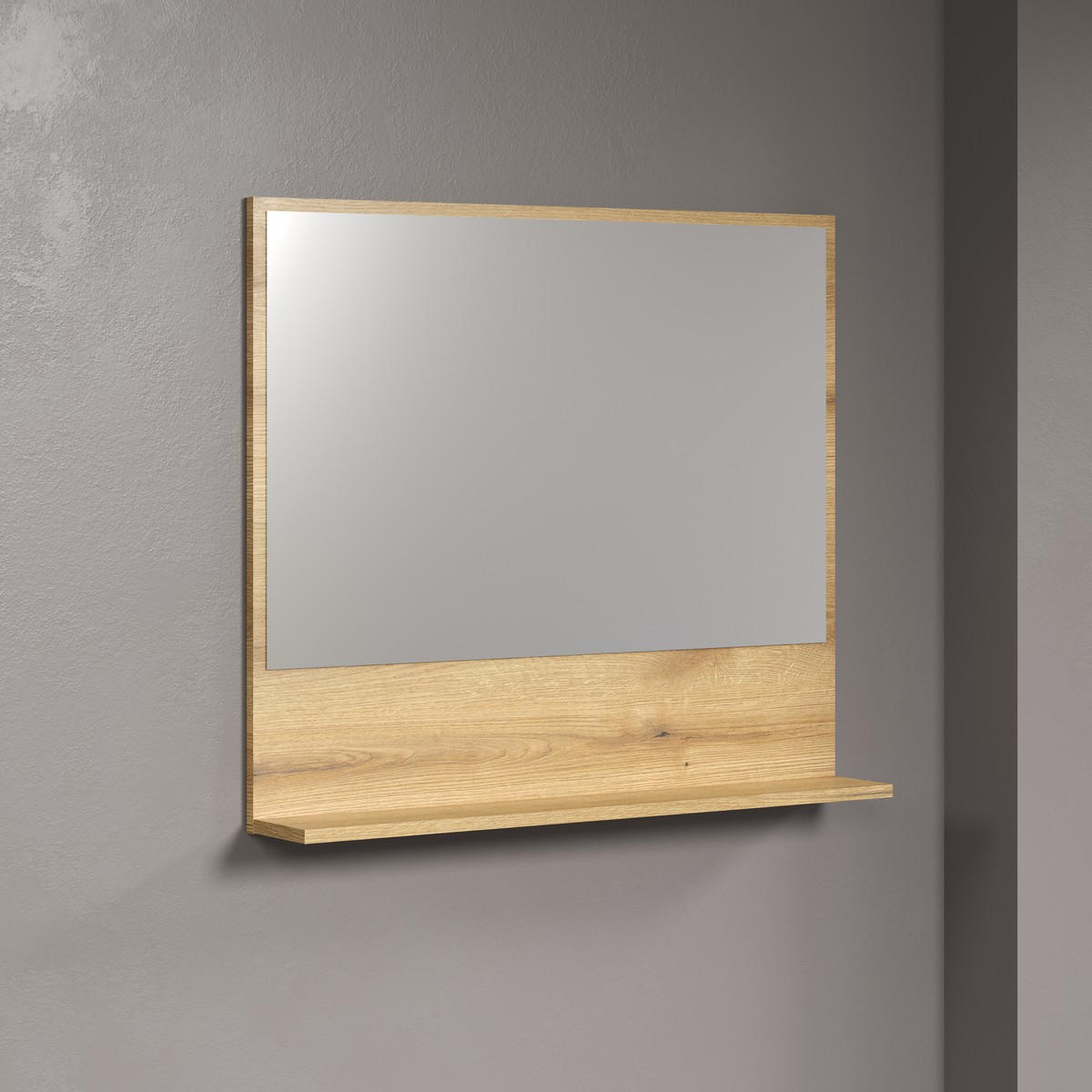WANDSPIEGEL PureBliss Eiche Dekor - Eichefarben, Holzwerkstoff (80/74/14cm) - Trendteam