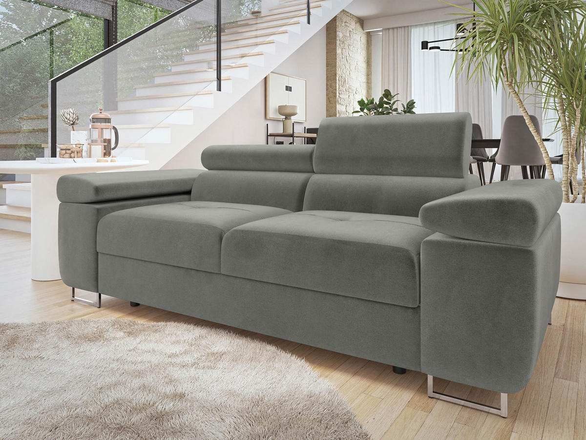 SOFA Torezio 2 - Grau, Holz/Textil (198/90/102cm) - MIRJAN24