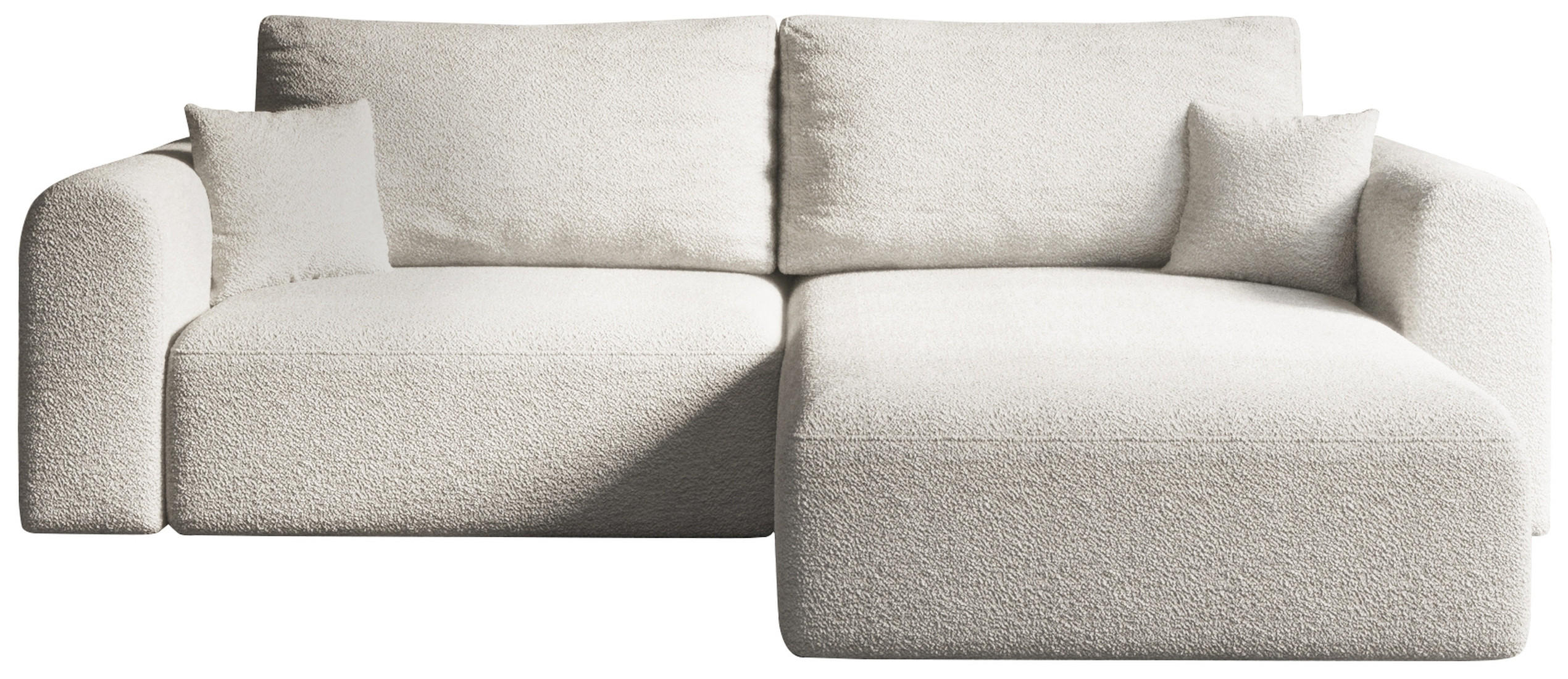 ECKSOFA Kornel mit Schlaffunktion Weiß Boucle - Weiß, Textil (248/165cm) - Bromarkt