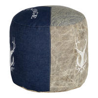 SITZPOUF rund 35x43cm Natur/Blau aus Segeltuch/Jeans Baumwolle Füllung - Naturfarben, Textil (35/43/35cm) - WOMO-DESIGN