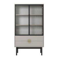 VITRINE Stoon II Taupe 85 cm - černá/zlatá, kov/kompozitní dřevo (85/150/41cm) - Selsey