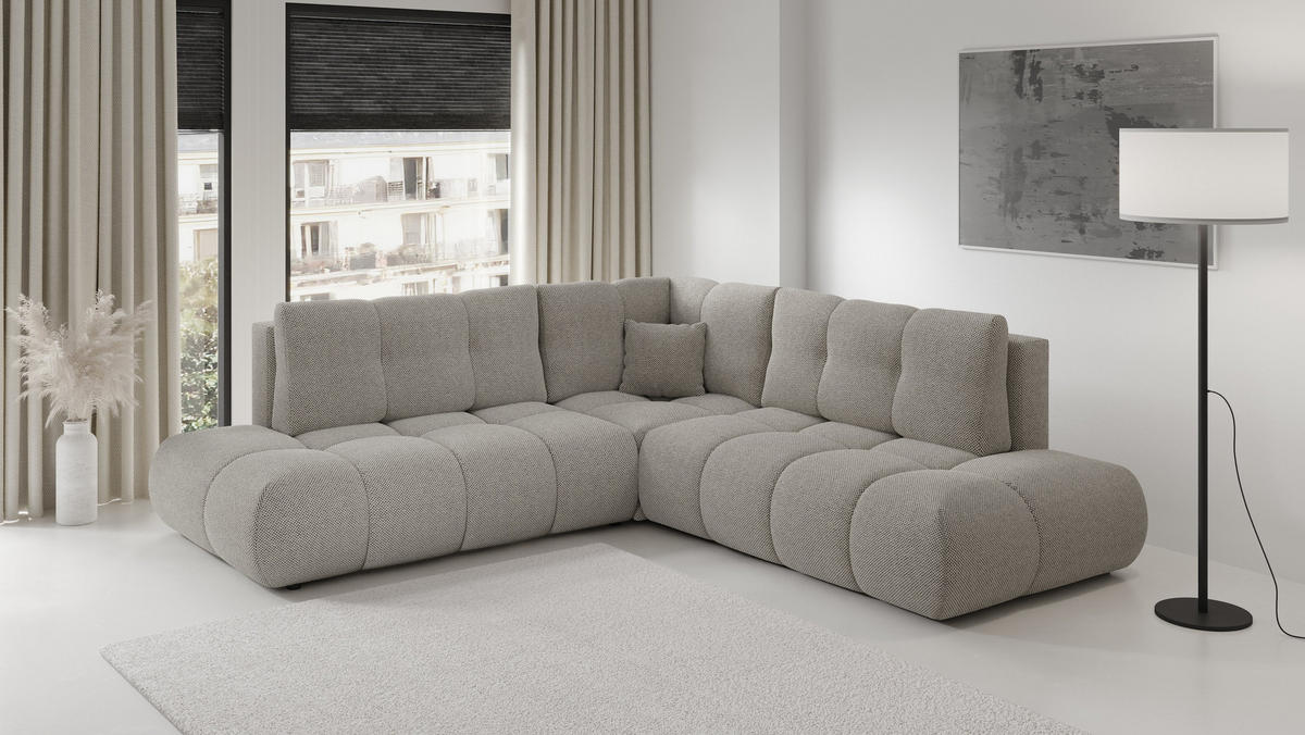 ECKSOFA DUCA II L-S Grau Jersey mit Schlaffunktion - Grau, Holz (266.5/266.5cm) - MASSENO