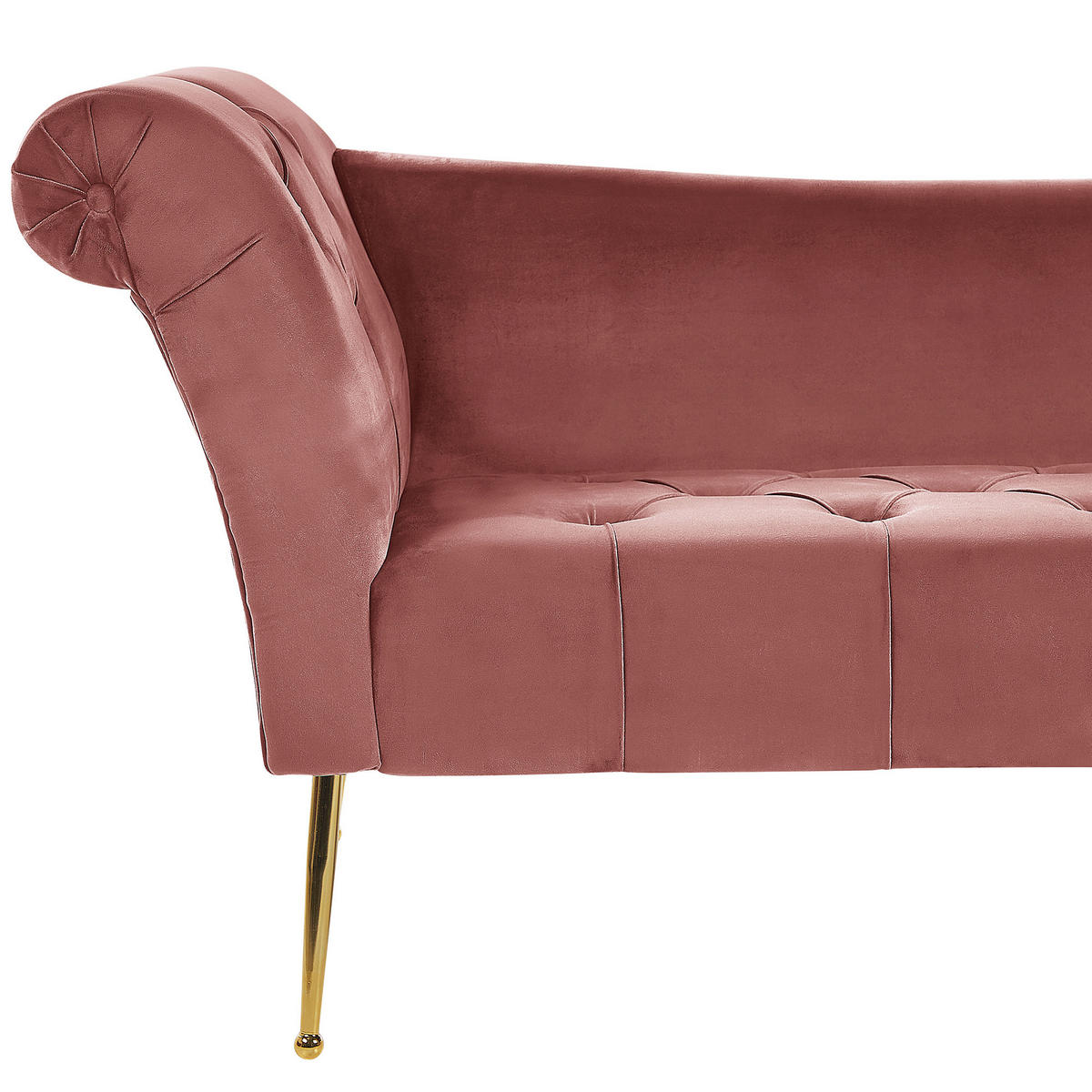 CHAISELONGUE Samtstoff rosa/gold Nantilly - Pink, Textil (175/76/70cm) - Beliani