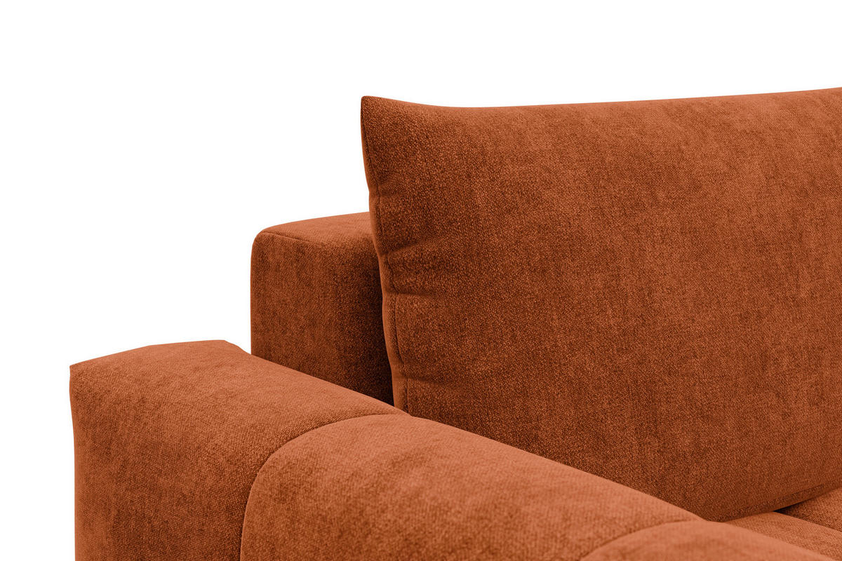 ECKSOFA VERONA 3-Sitzer rechts, Orange - Schwarz/Orange, Holz/Textil (224/173cm) - Courtois Laville