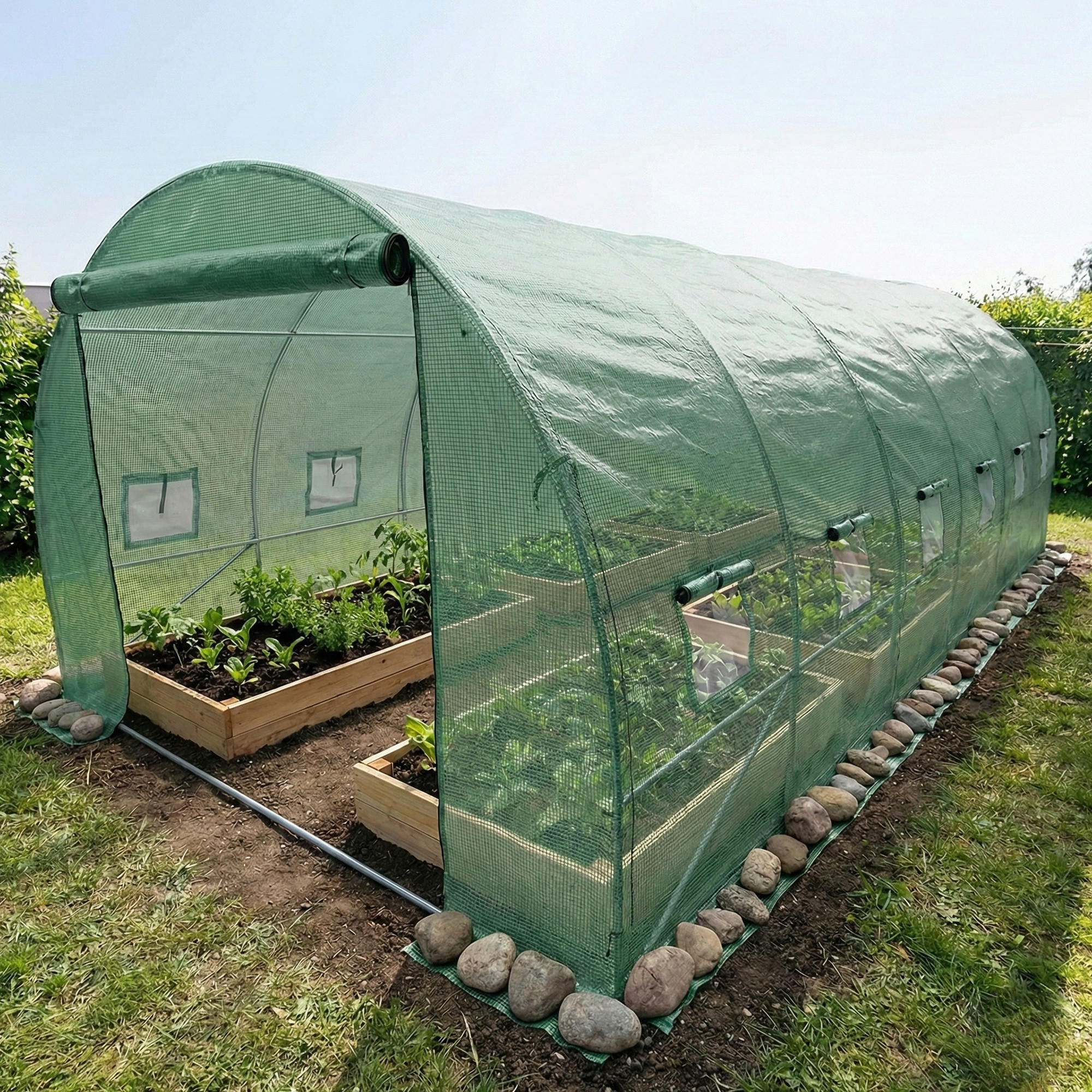 FOLIENTUNNEL Verna 3 x 6 m - Grün, Kunststoff (300/200/600cm) - EDENIA