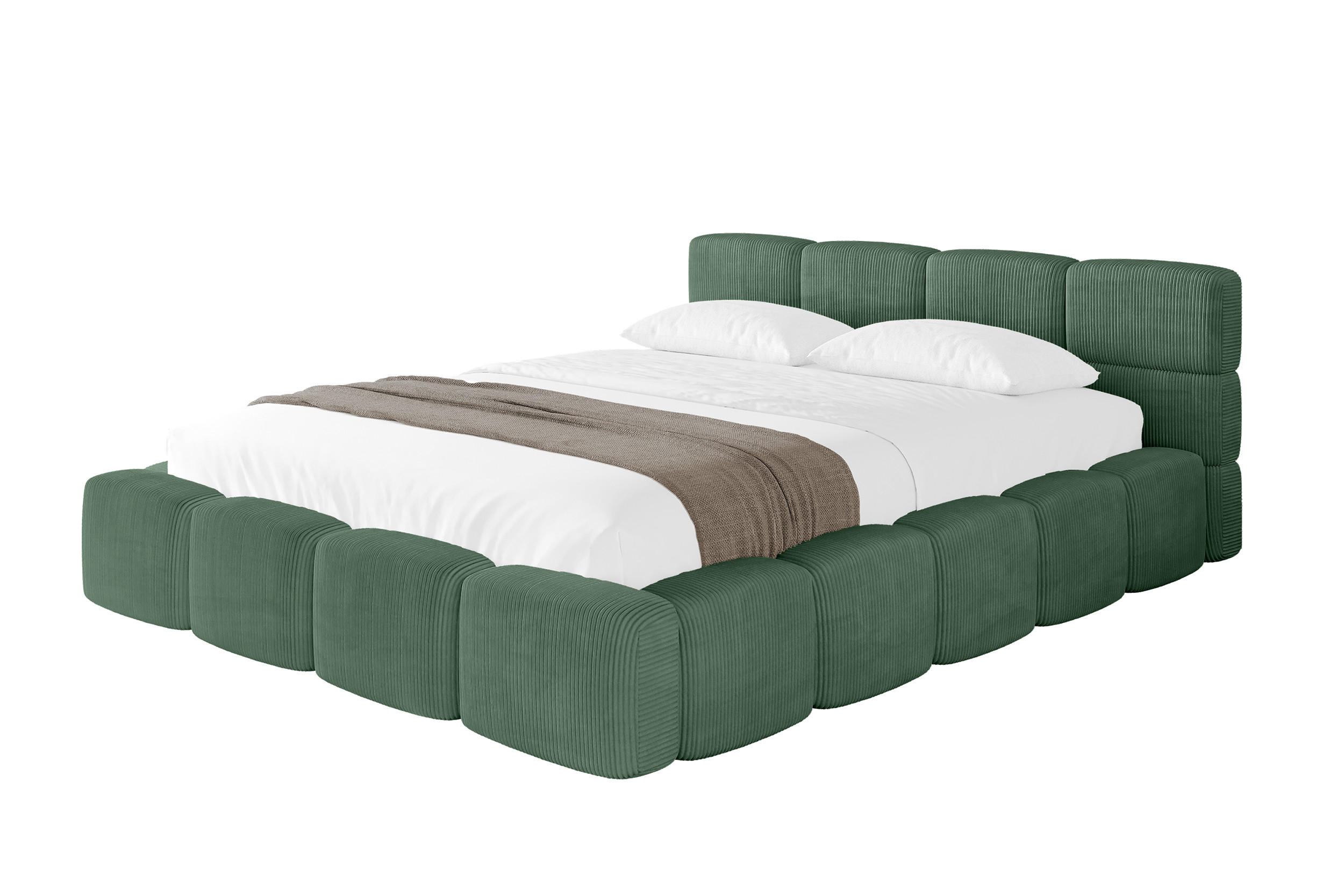 POLSTERBETT mit Bettkasten und Lattenrost, Bett mit Matratze H3/H4, Kopfteil, Boxbett, Doppelbett mit Stauraum - NATA-v1 140x200 Grün - Grün, Holzwerkstoff/Textil (140/200cm) - ALTDECOR