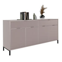KOMMODE mit 2 Schubladen und 4 Türen, Beige - Kaschmir/Schwarz, Holzwerkstoff/Metall (165.3/86/40.6cm) - Idohome