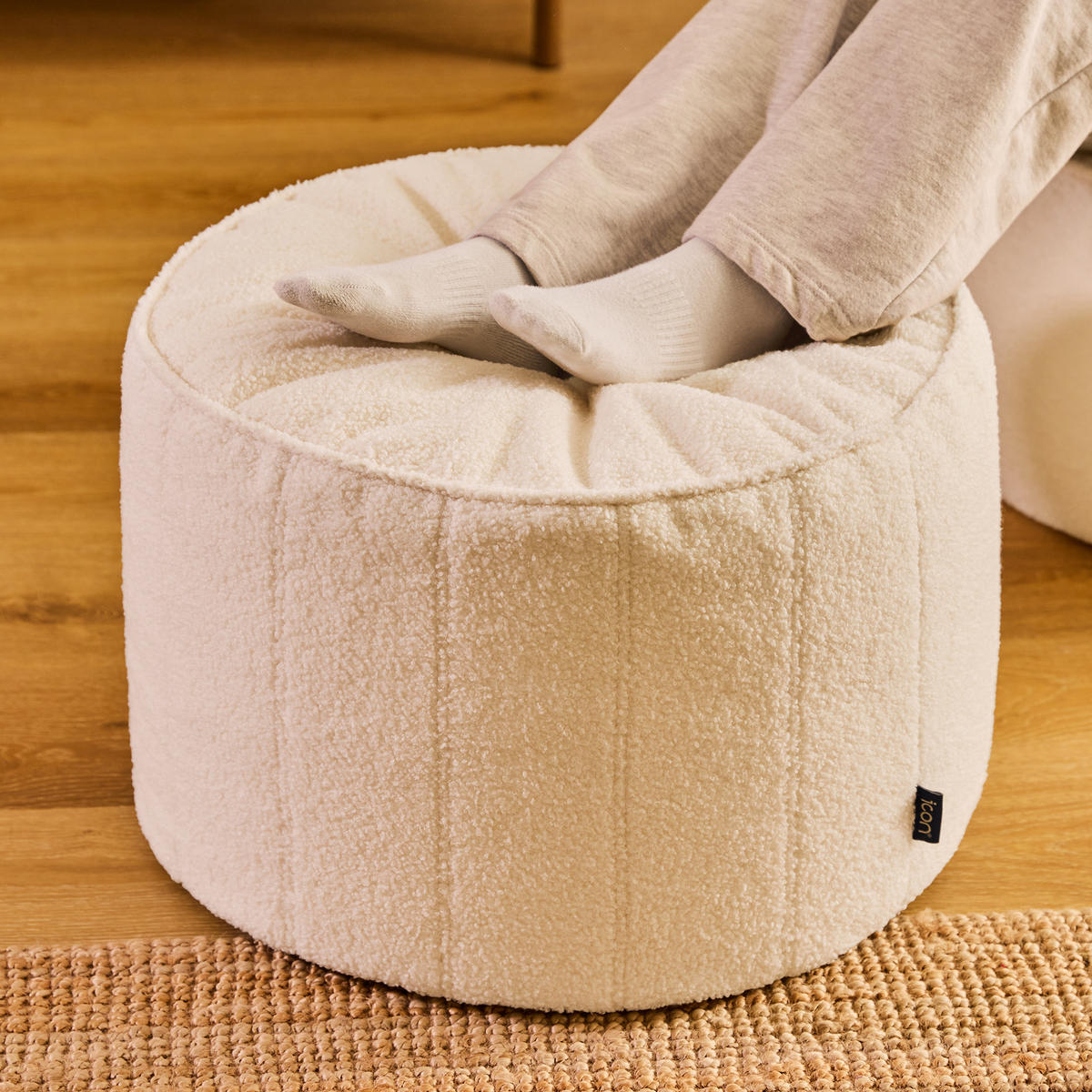 POUF aus Boucle Milano - Creme, Textil (55/35/55cm) - icon
