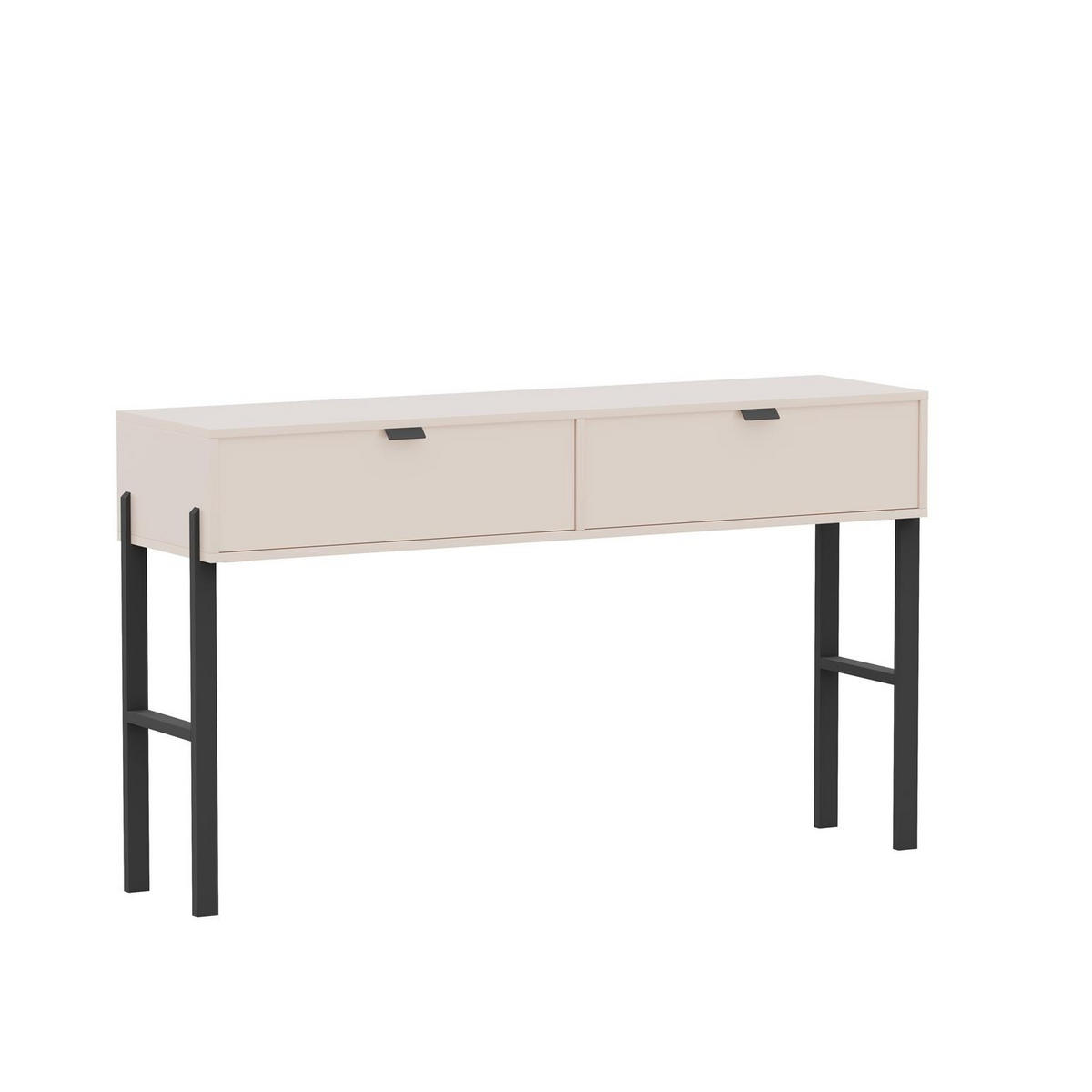 KONSOLENTISCH Calma Sandbeige, mit Schubladen - Beige/Schwarz, Holzwerkstoff (37/140/83cm) - Bettso
